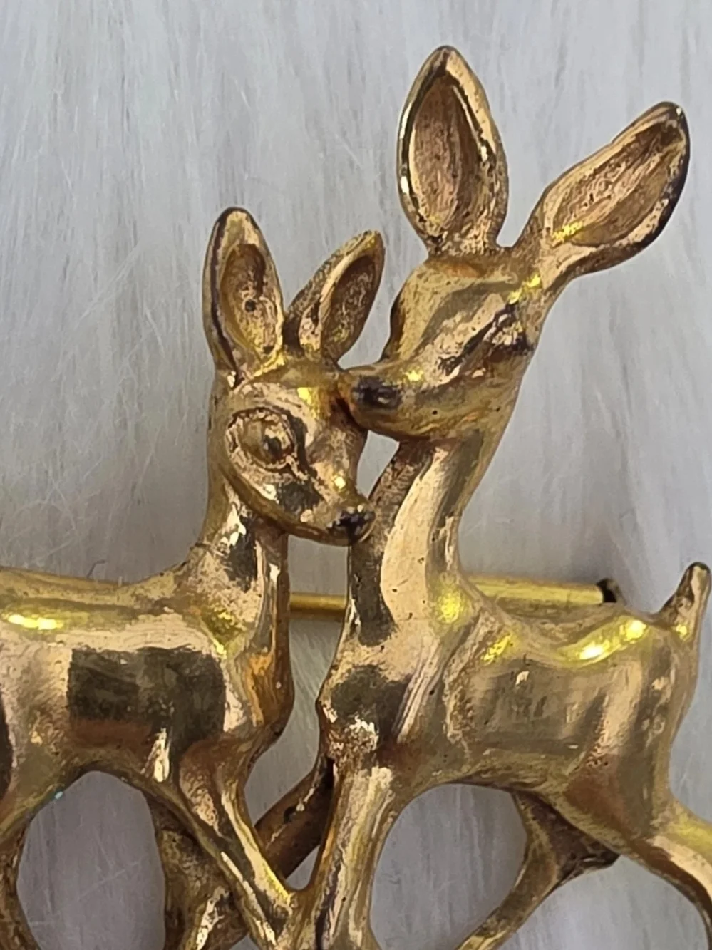 Vintage Double Deer Brooch Christmas Holidays European Trombone Clasp Figural